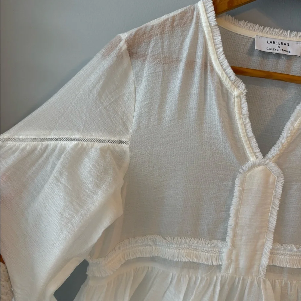 Labelrail‎ x Collyer Twins sheer mini dress with tiered skirt White